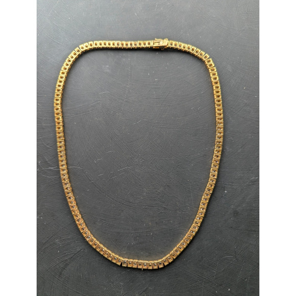 Ross Simons Princess Cut Cubic Zirconia Gold Over  .925 Tennis Necklace 17 1/4" - Picture 5 of 7